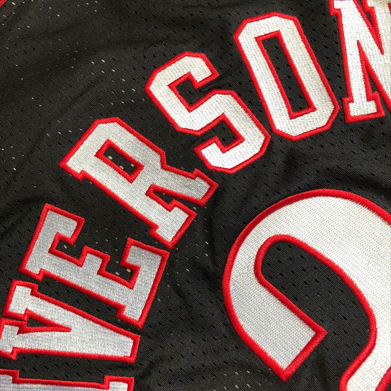 Men’s 76ers #3 Allen Iverson 1997-98 Black All Stitched Jersey