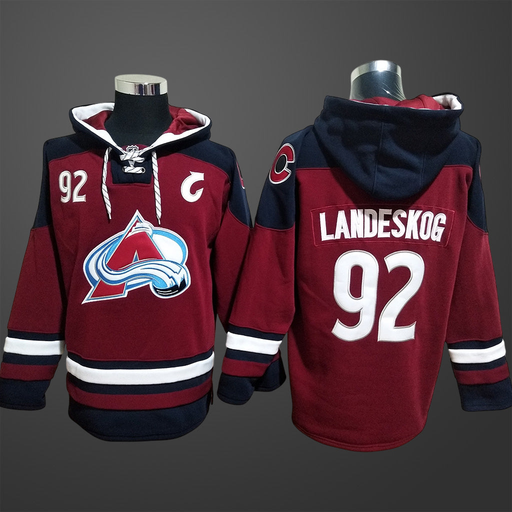 Men’s Colorado Avalanche #92 Landeskog All Stitched Hoodie