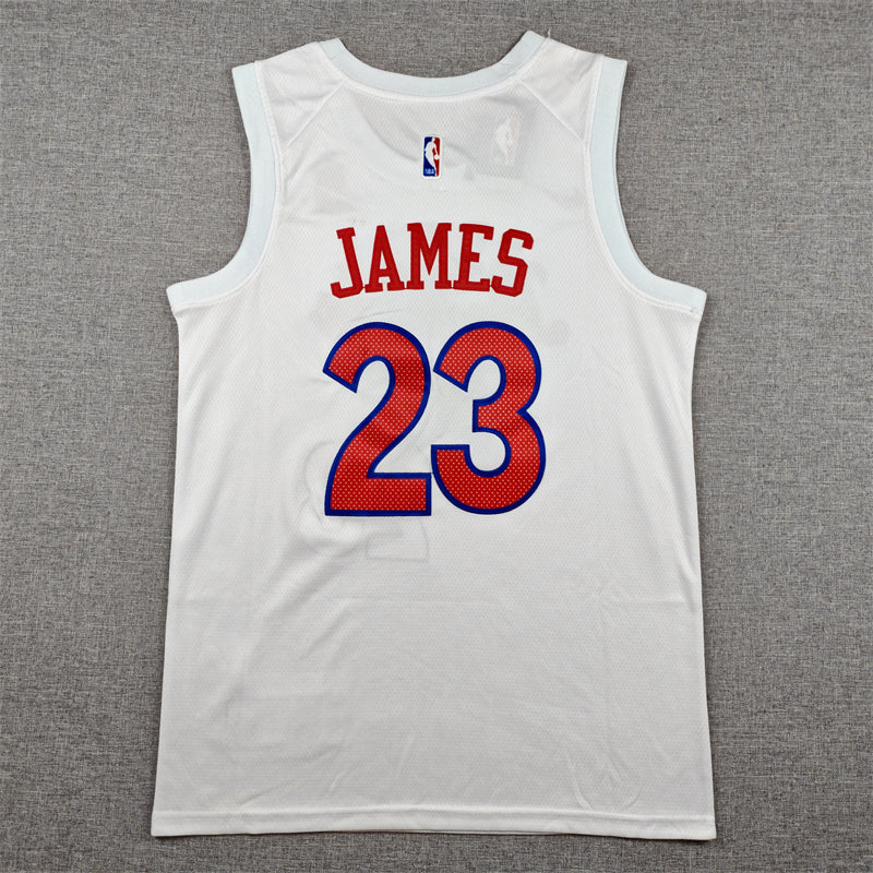 Mens 76ers #23 LeBron James City Edition Stitched Jersey White