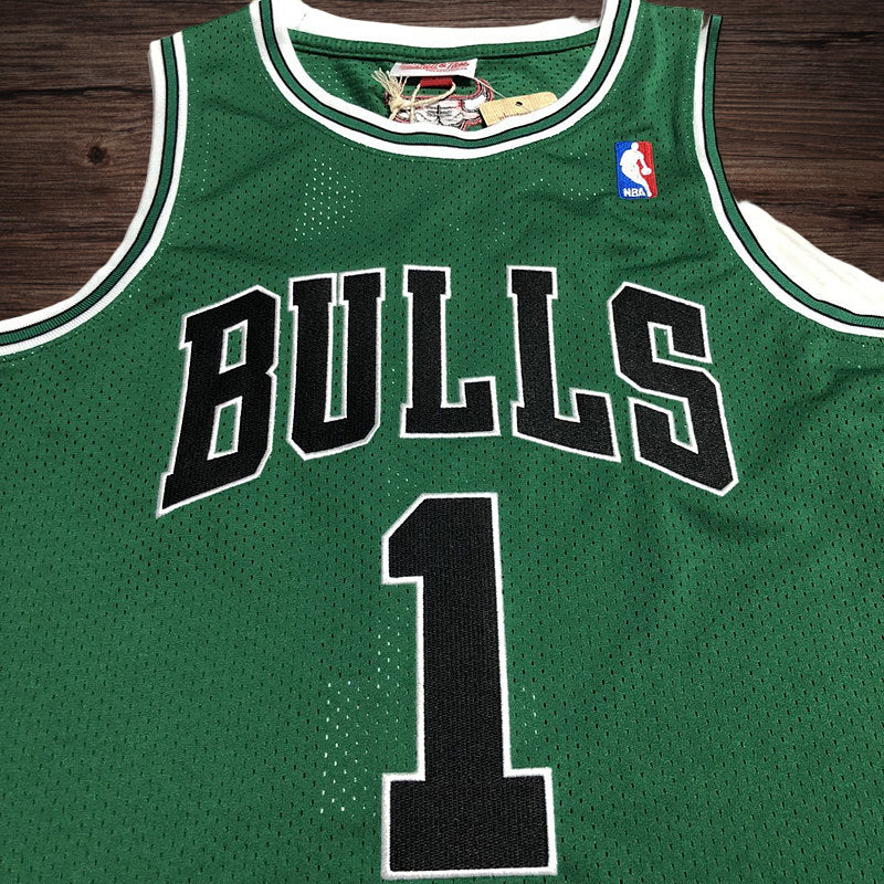 Men’s Chicago Bulls 2008-09 #1 Derrick Rose Green/Black Jersey