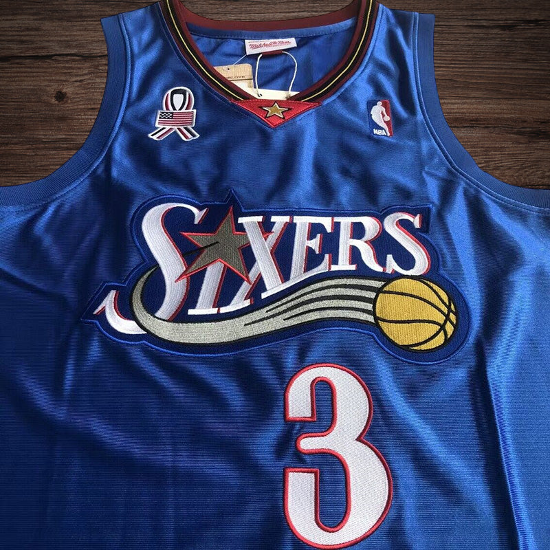 Men’s Philadelphia 76ers 2001/02 #3 Allen Iverson Blue Jersey