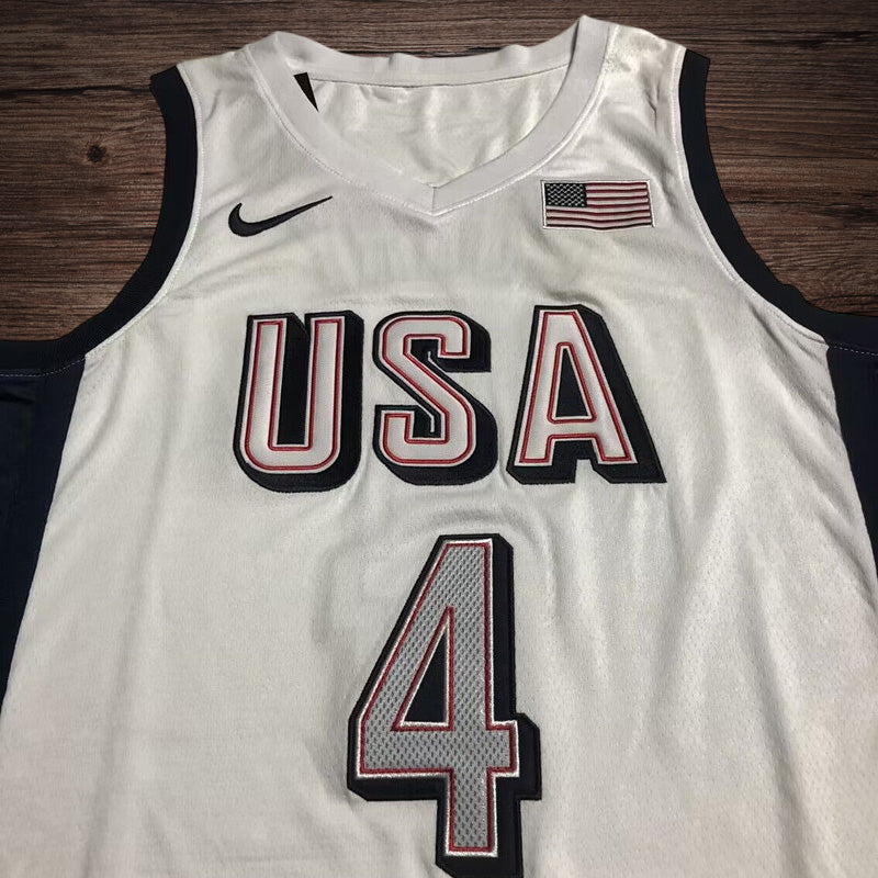 Men’s 2024 Olympics Team USA #4 Curry White Jersey