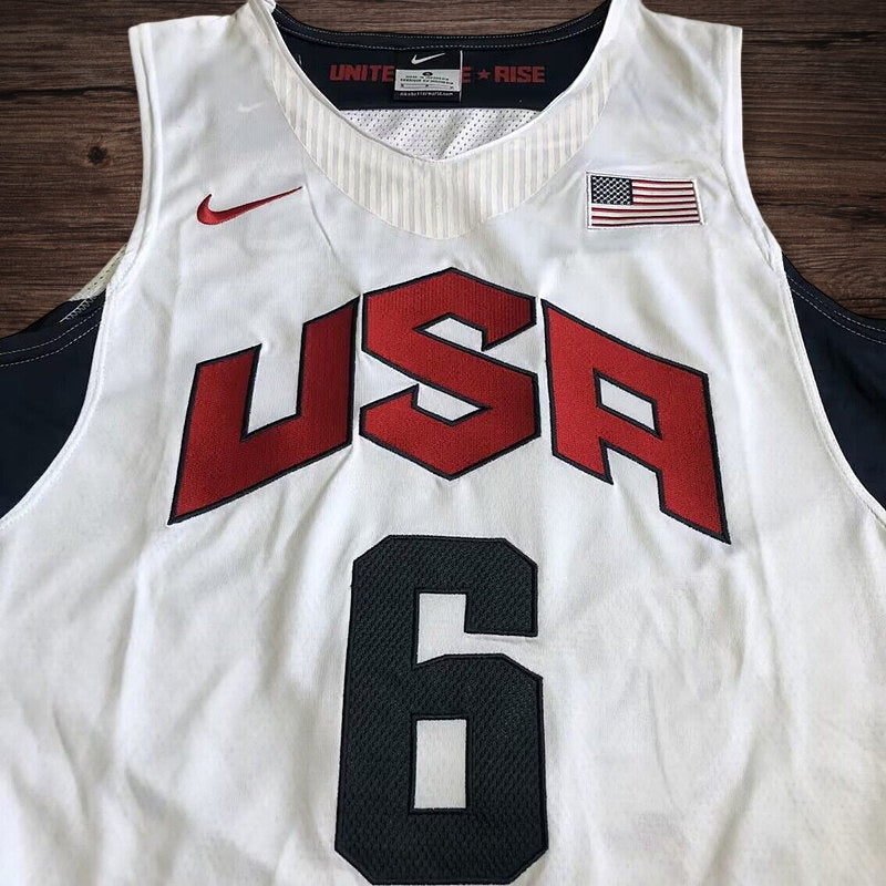 Men’s #6 James USA Basketball Jersey White