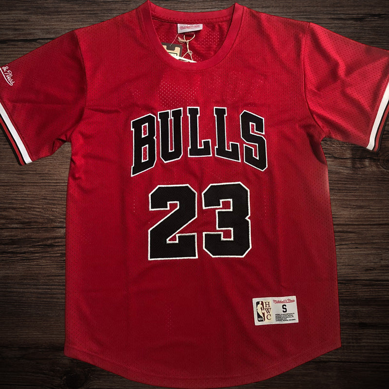 Men’s Chicago Bulls Black #23 Jordan Red Short Sleeve Jersey