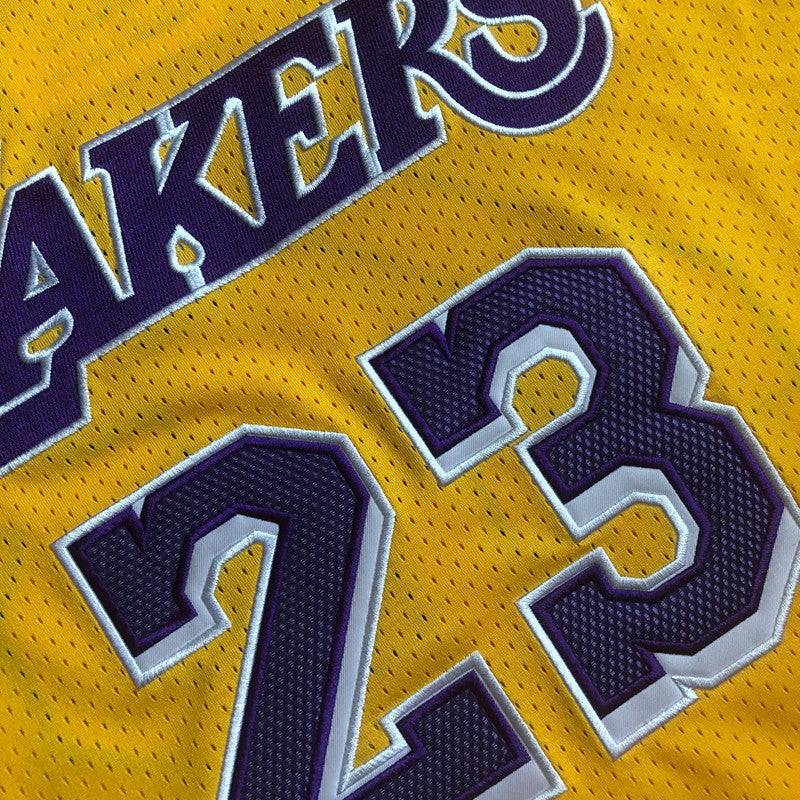 Men’s Los Angeles Lakers #23 James Yellow Short Sleeve Jersey