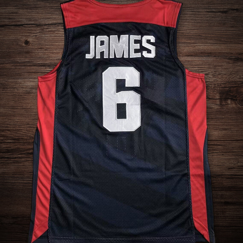 Men’s #6 James USA Basketball Jersey Navy Blue