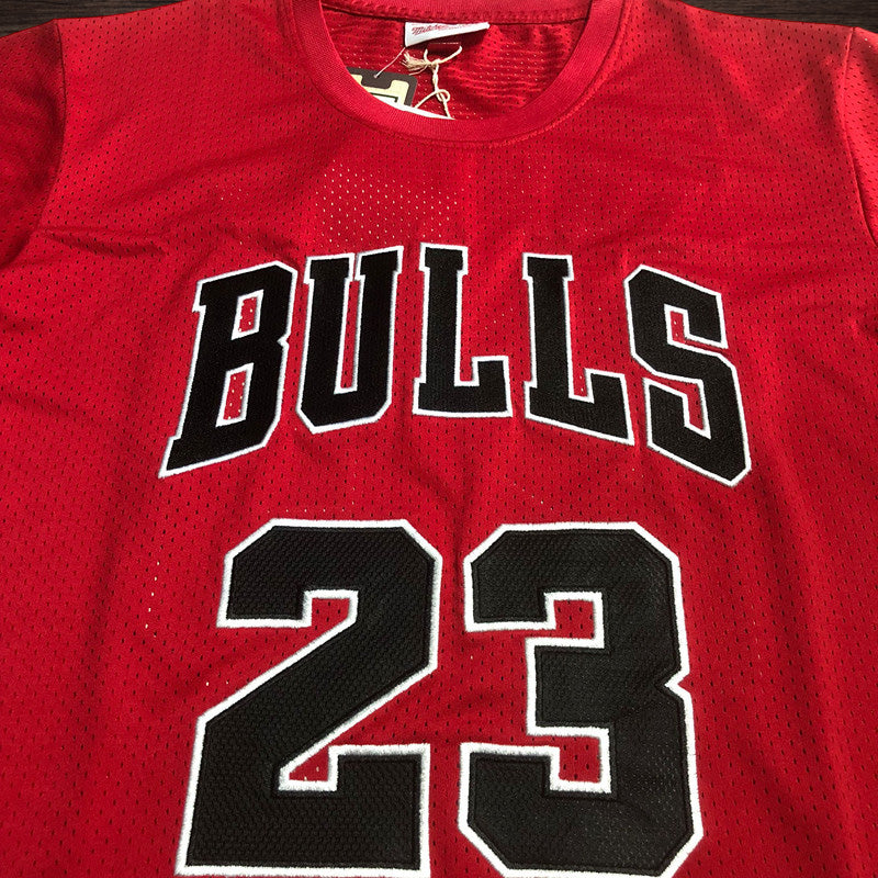 Men’s Chicago Bulls Black #23 Jordan Red Short Sleeve Jersey