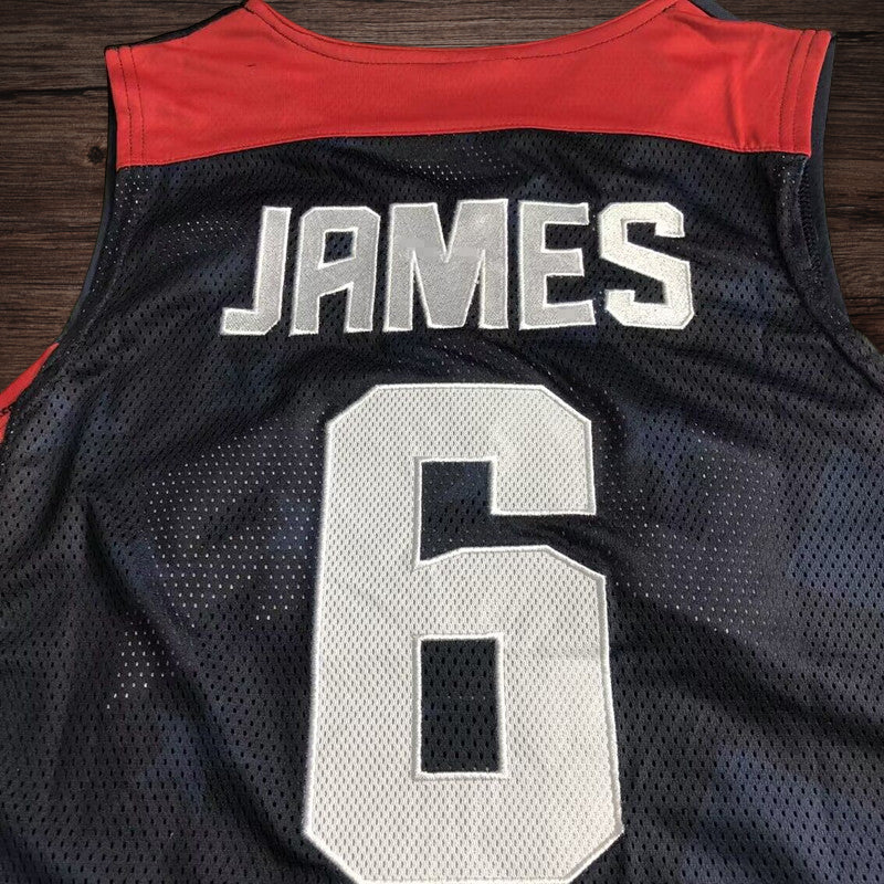 Men’s #6 James USA Basketball Jersey Navy Blue