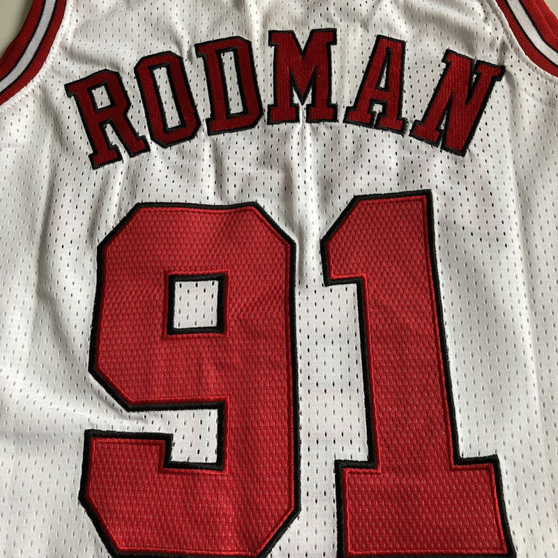 Men’s Chicago Bulls 1997-98 #91 Dennis Rodman Jersey White