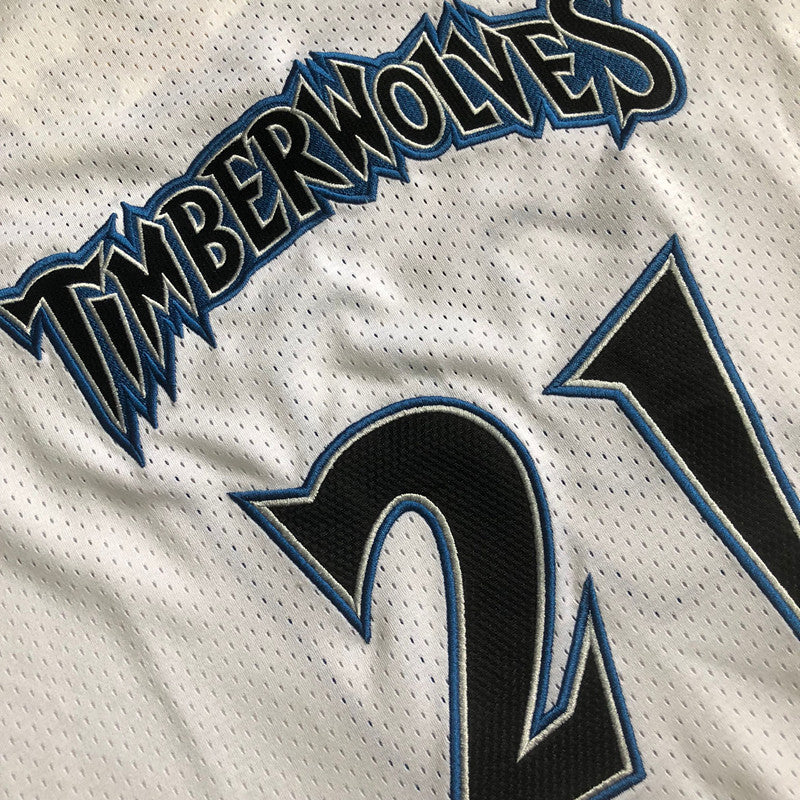 Men’s Minnesota Timberwolves 1997/98 #21 Garnett White Jersey