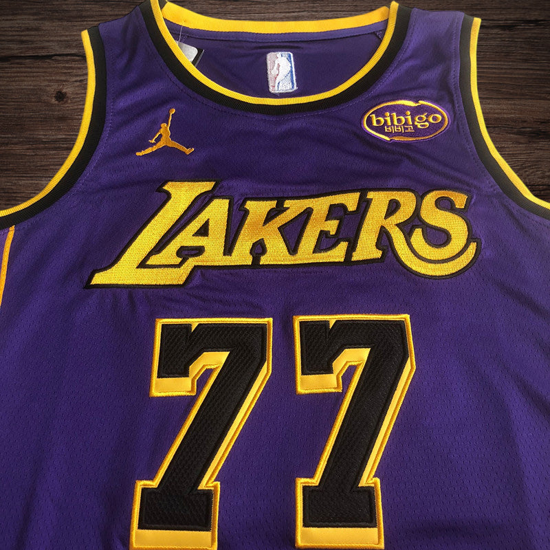 Men’s Los Angeles Lakers #77 Doncic Purple Jersey