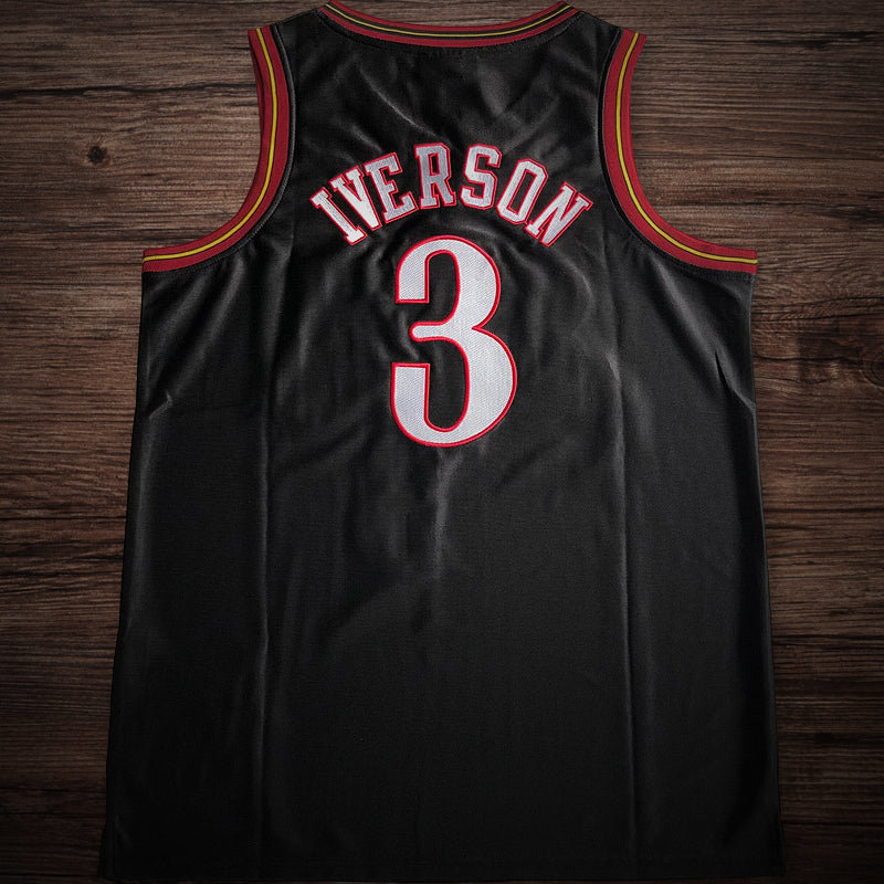 Men’s Sixers 2000-01 NBA Finals #3 Iverson Black jersey