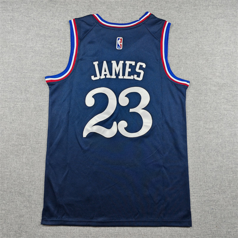 Mens 2026 Season 76ers #23 LeBron James City Edition Stitched Jersey (Dark Blue)