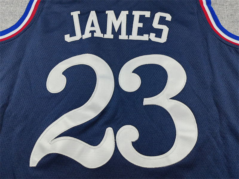 Mens 2026 Season 76ers #23 LeBron James City Edition Stitched Jersey (Dark Blue)
