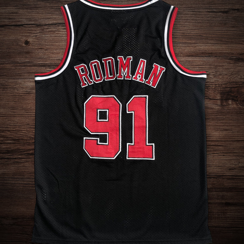 Men’s Chicago Bulls 1997-98 Finals #91 Dennis Rodman Jersey Black