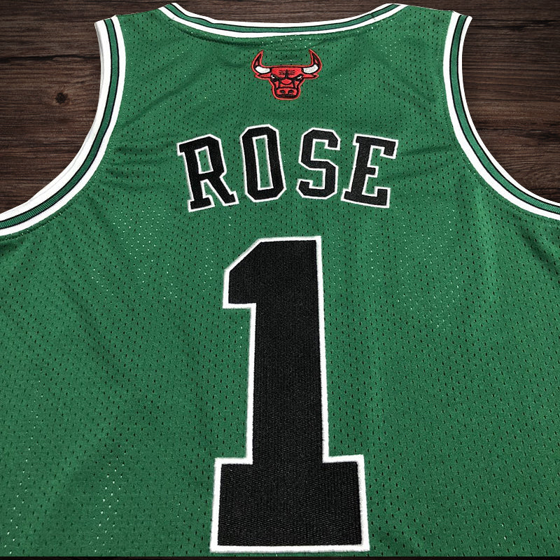 Men’s Chicago Bulls 2008-09 #1 Derrick Rose Green/Black Jersey