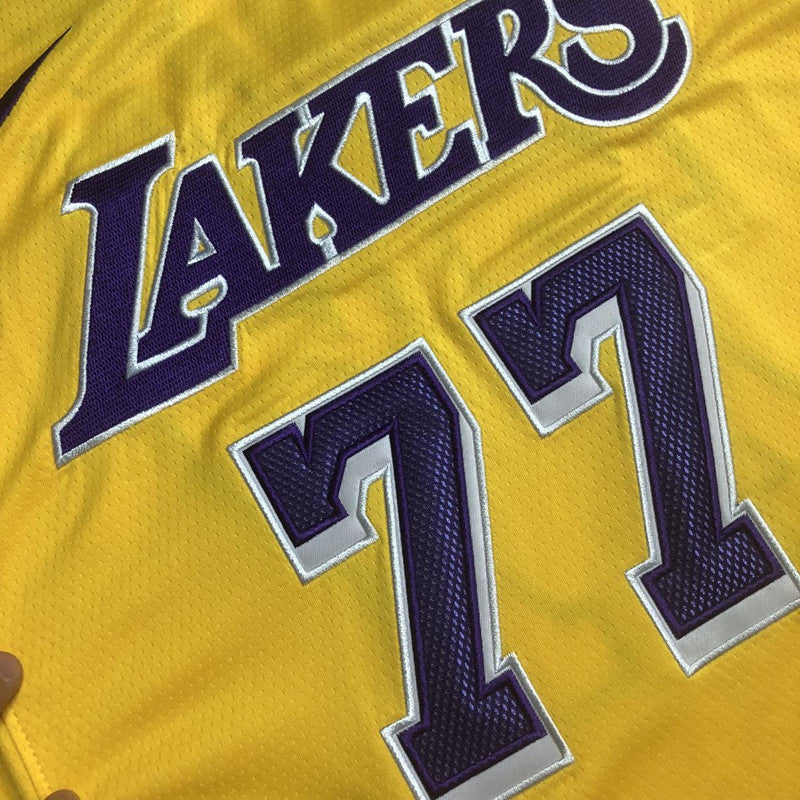 Men’s Los Angeles Lakers #77 Doncic Yello Jersey