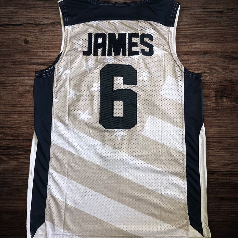 Men’s #6 James USA Basketball Jersey White