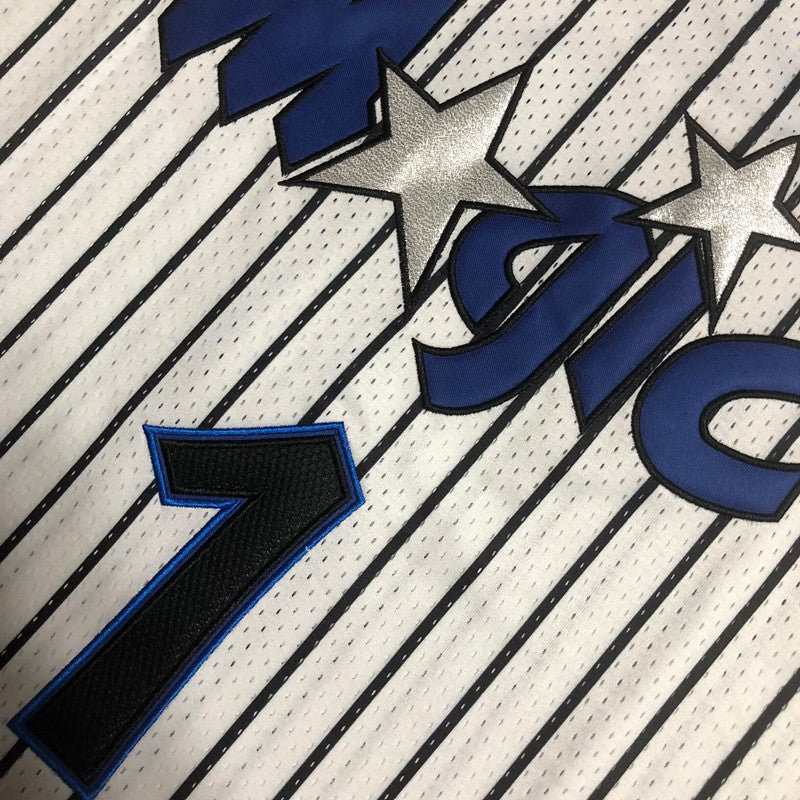Men’s Orlando Magic #1 McGrady White Stripe Short Sleeve Jersey