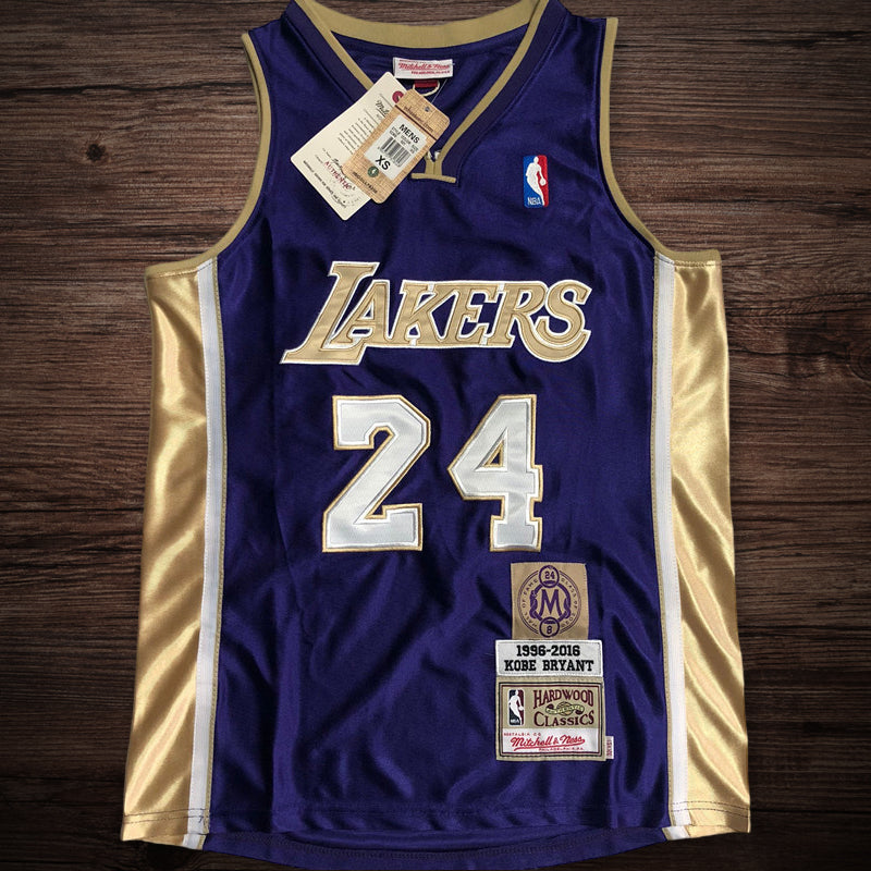 Men’s Los Angeles Lakers 1996-2016 Hall of Fame #24 Kobe Bryant Jersey Purple