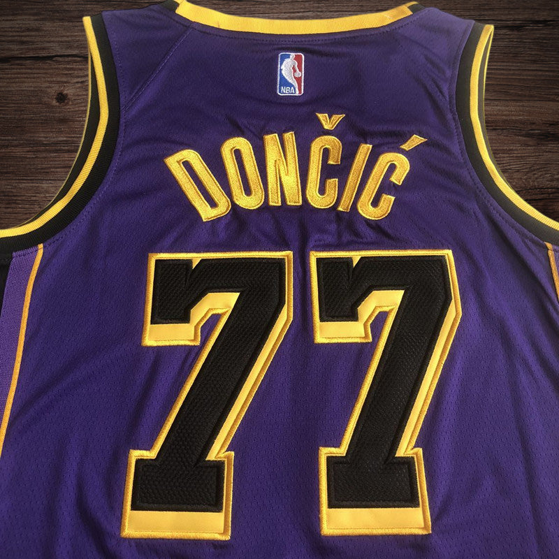 Men’s Los Angeles Lakers #77 Doncic Purple Jersey
