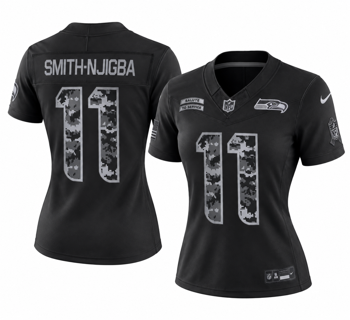 Women’s Seattle Seahawks #11 Jaxon Smith-Njigba Nike 2026 Salute to Service Stitched Limited Jersey – Black