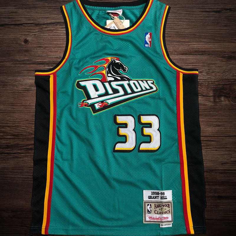 Men’s Detroit Pistons 1998-99 #33 Grant Hill Jeresy