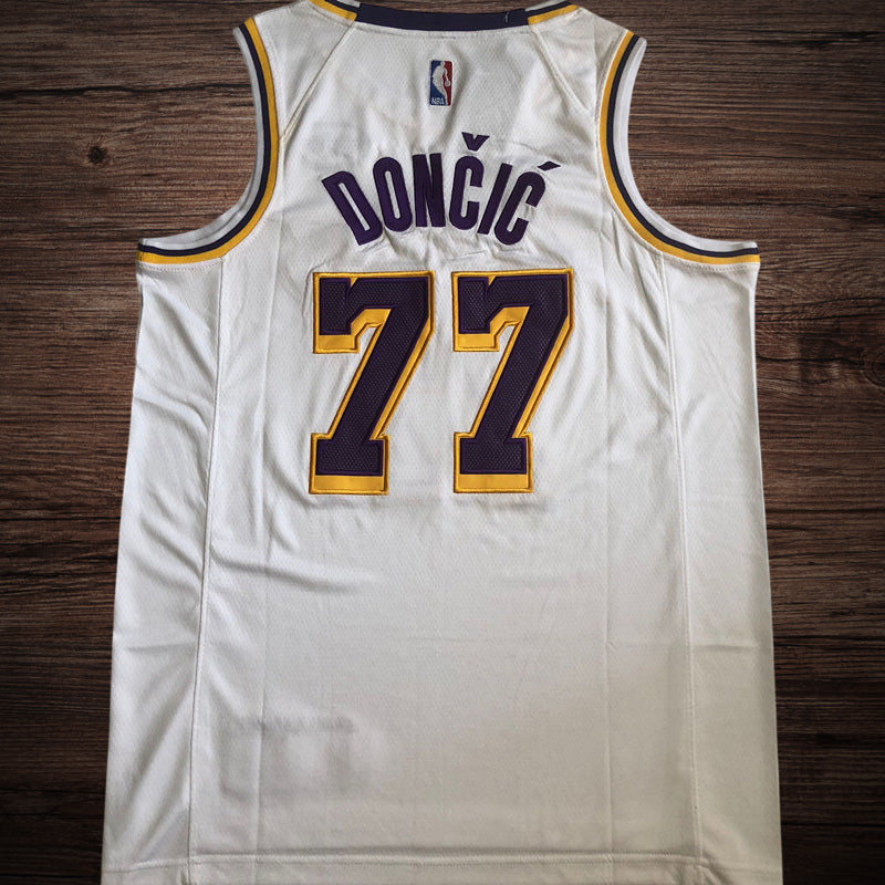 Men’s Los Angeles Lakers #77 Doncic White Jersey