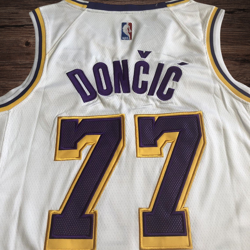Men’s Los Angeles Lakers #77 Doncic White Jersey