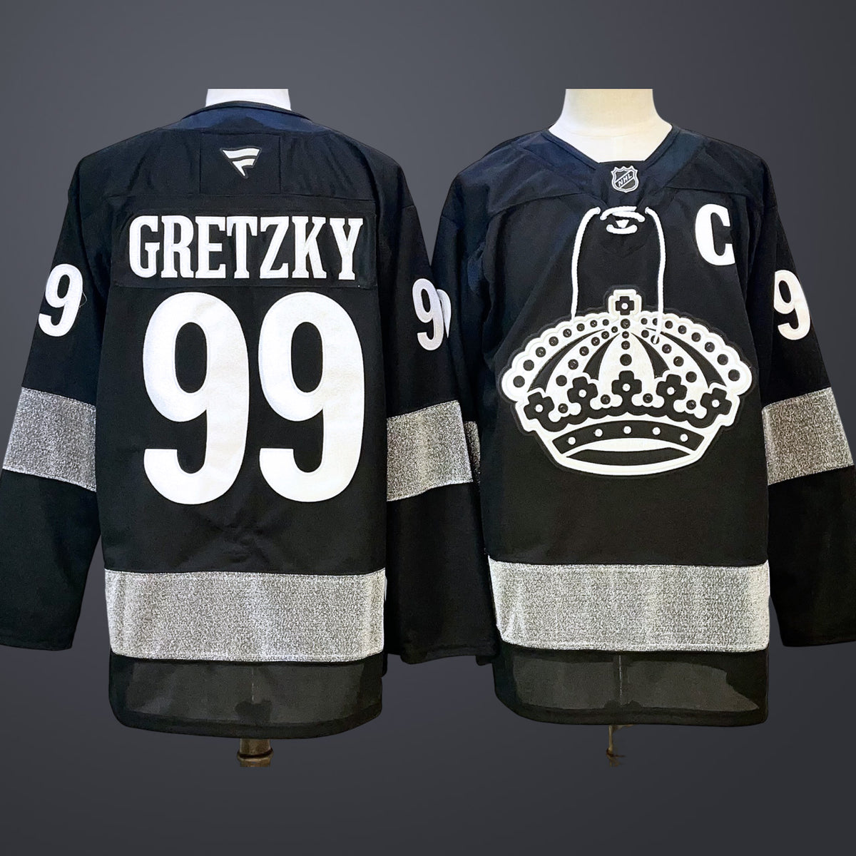 Men’s Los Angeles Kings #99 Wayne Gretzky Black With C Patch Alternate Stitched Hockey Jersey