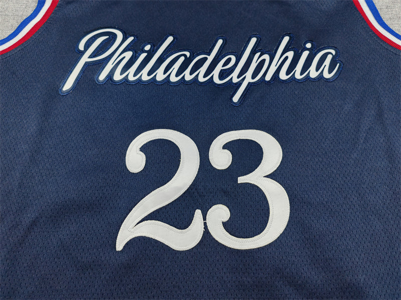 Mens 2026 Season 76ers #23 LeBron James City Edition Stitched Jersey (Dark Blue)