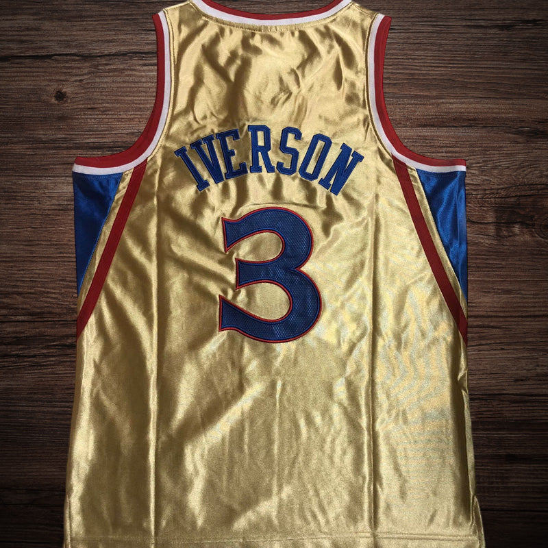 Men’s Philadelphia 76ers 1996/97 #3 Allen Iverson Gold Limited Edition Jersey