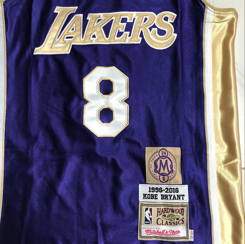 Men’s Los Angeles Lakers 1996-2016 Hall of Fame #8 Kobe Bryant Jersey