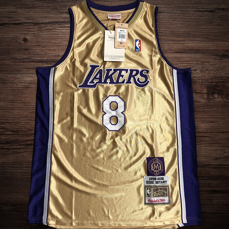 Men’s Los Angeles Lakers 1996-2016 Hall of Fame #8 Kobe Bryant Jersey Gold