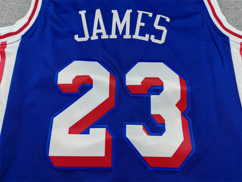 Mens 76ers #23 LeBron James Stitched Jersey Blue