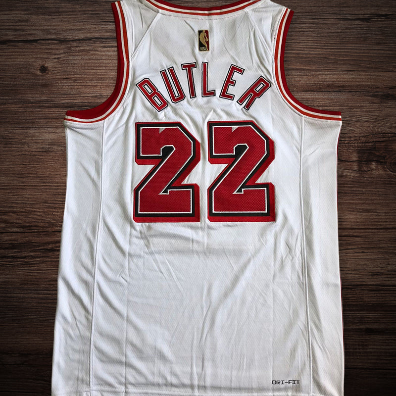 Men’s Miami Heat #22 Butler White/Red Jersey