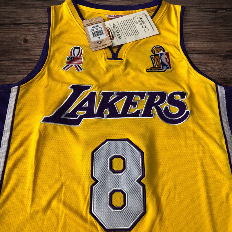 Men’s Los Angeles Lakers 2001-02 #8 Kobe Bryant Jersey Yellow