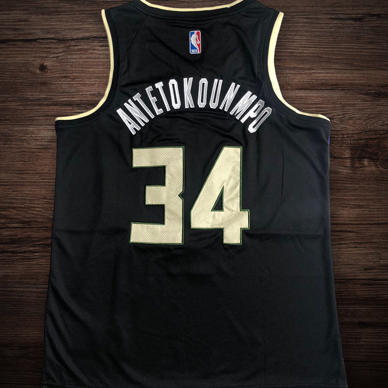 Men’s Milwaukee Bucks #34 Antetokounmpo black jersey