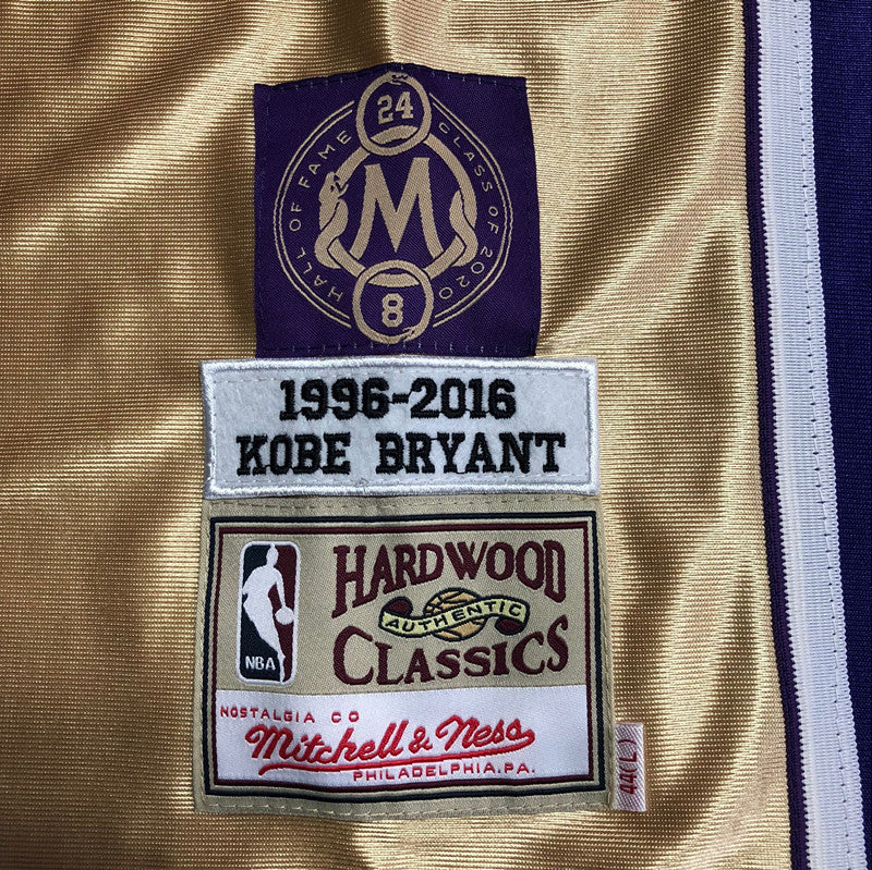 Men’s Los Angeles Lakers 1996-2016 Hall of Fame #8 Kobe Bryant Jersey Gold