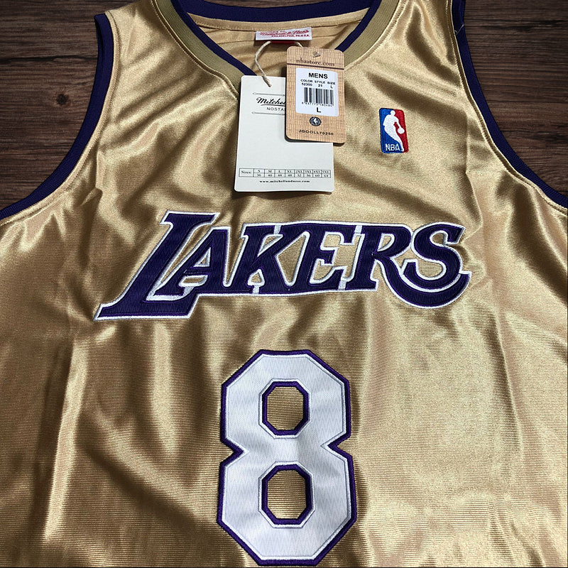 Men’s Los Angeles Lakers 1996-2016 Hall of Fame #8 Kobe Bryant Jersey Gold