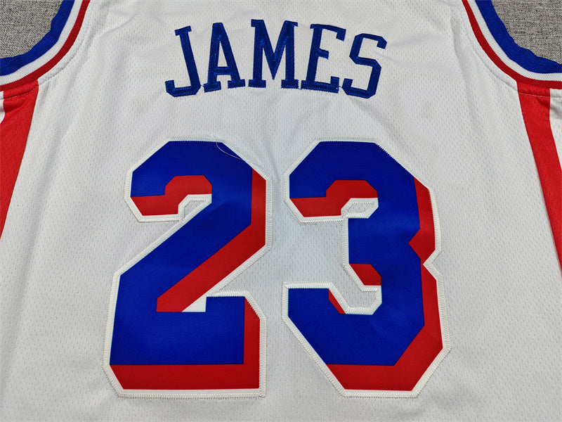 Mens 76ers #23 LeBron James Stitched Jersey White