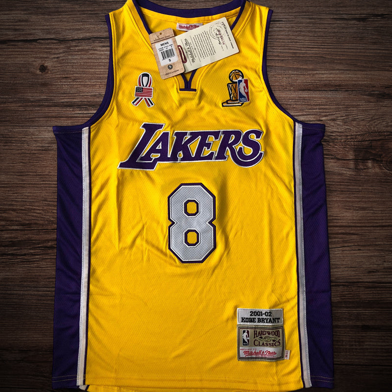 Men’s Los Angeles Lakers 2001-02 #8 Kobe Bryant Jersey Yellow