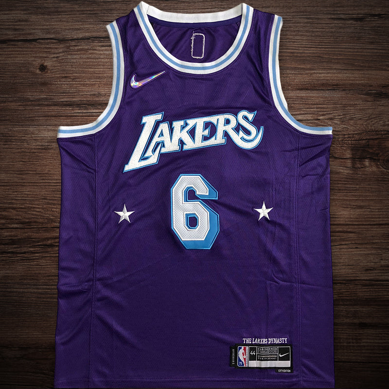 Men’s Los Angeles Lakers 75th anniversary #6 James Jersey