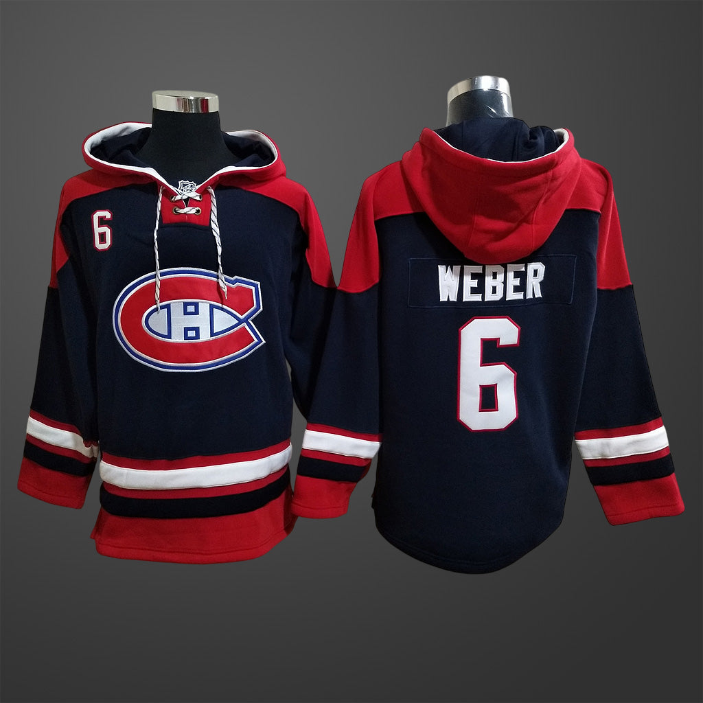 Men’s Montreal Canadiens #6 WEBER All Stitched Hoodie