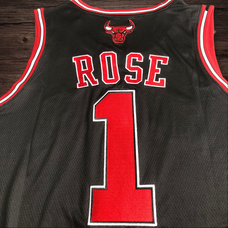Men’s Chicago Bulls #1 Derrick Rose Jersey Black
