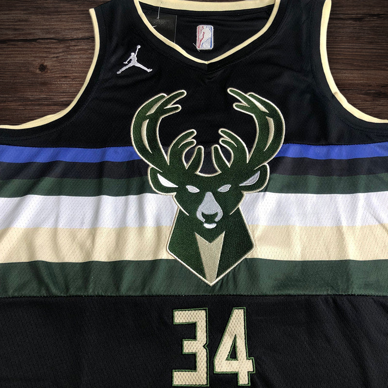 Men’s Milwaukee Bucks #34 Antetokounmpo black jersey