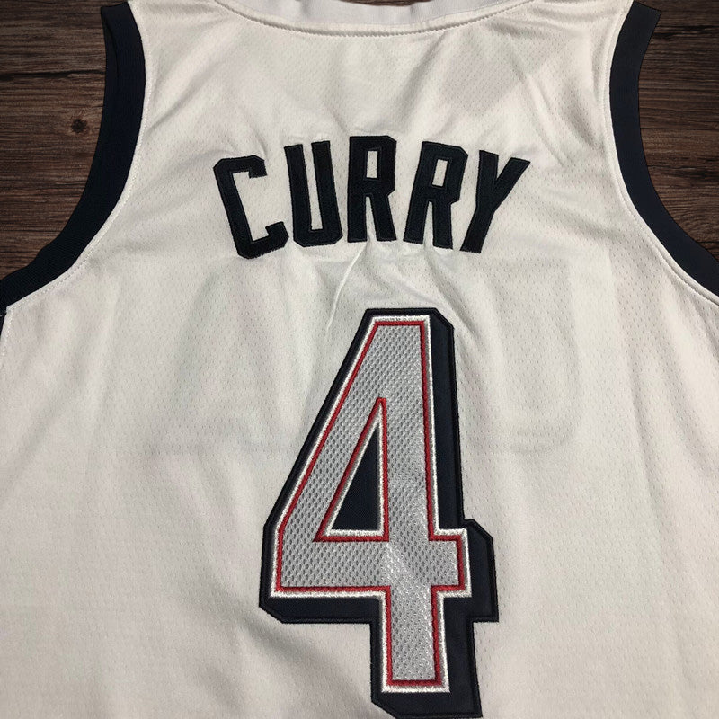 Men’s 2024 Olympics Team USA #4 Curry White Jersey