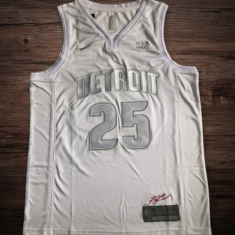 Men’s Detroit Pistons MVP #25 Rose White Jersey