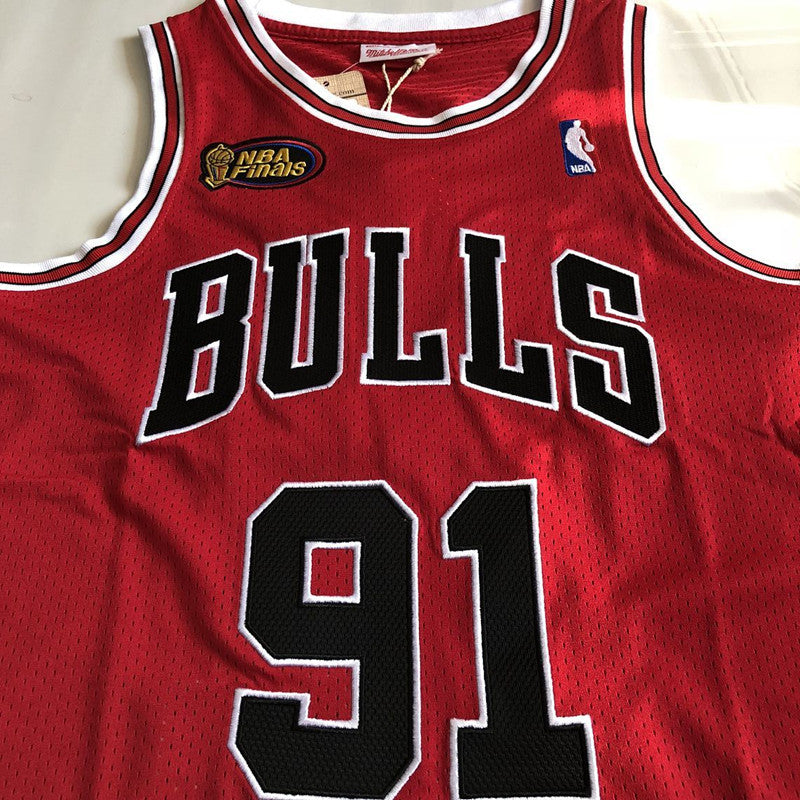 Men’s Chicago Bulls 1997-98 Finals #91 Dennis Rodman Jersey Red