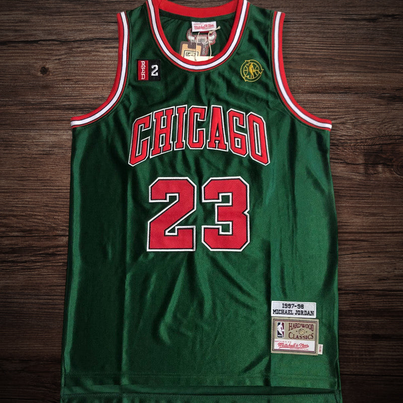 Men’s Chicago Bulls 1997-98 #23 Jordan Green/red Jersey
